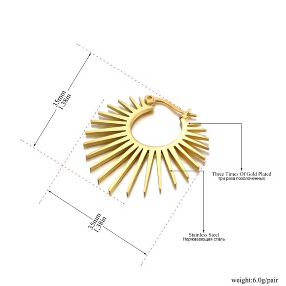 Anthropologie Silver Sunburst Hoop Earrings - Picture 8 of 8